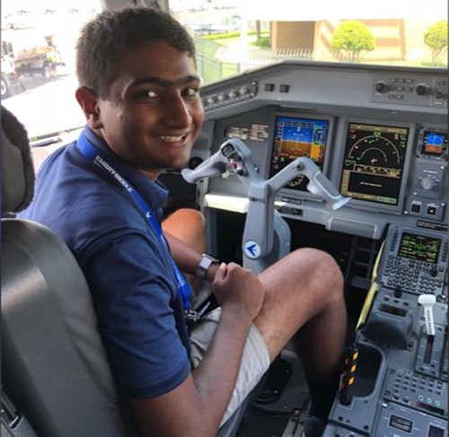 Dr. Kurian son in an airplane