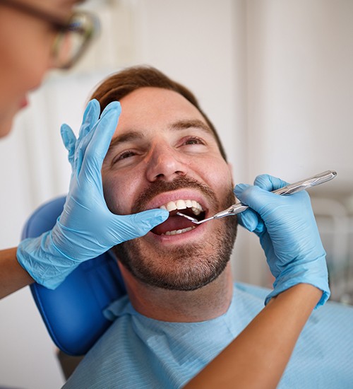 man getting checkup